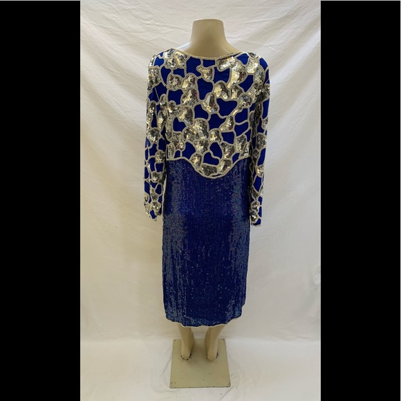 VTG 80s Xoanon Sz M Embellished Knee Length Dress - Picture 5 of 11